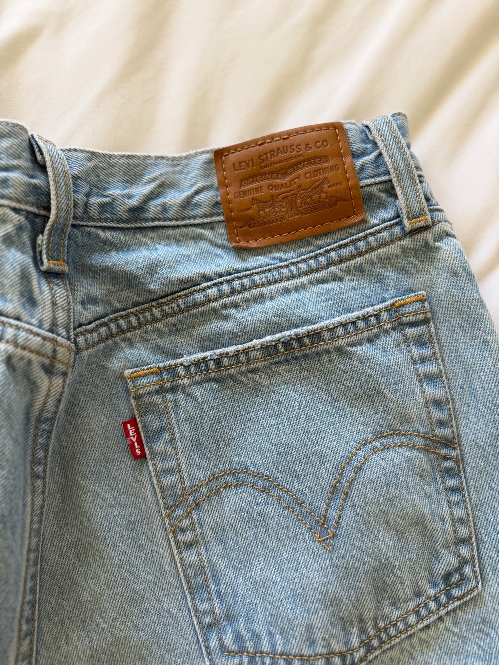 Levi's Light Blue High-Waist Jeans with Brown Leather Patch